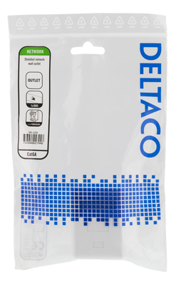 DELTACO skärmat vägguttag, utanpåliggande FTP 1xRJ45, Cat6A, vit