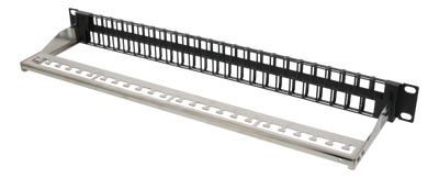DELTACO 19" Open patch panel, 48 ports, 1U, aluminum, black.
