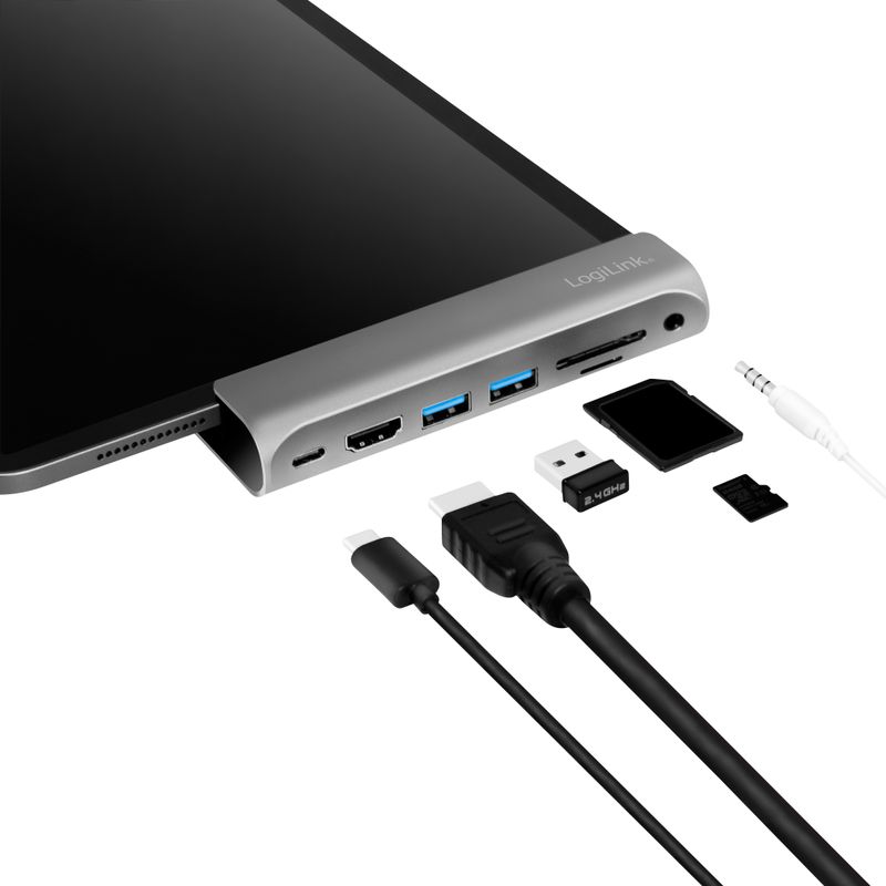 USB-dockningsstation iPad 7-port USB3.2 Alu