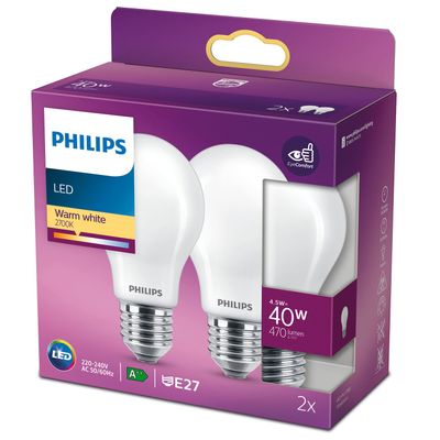 2-pack LED E27 Normal 40W Frost 470lm