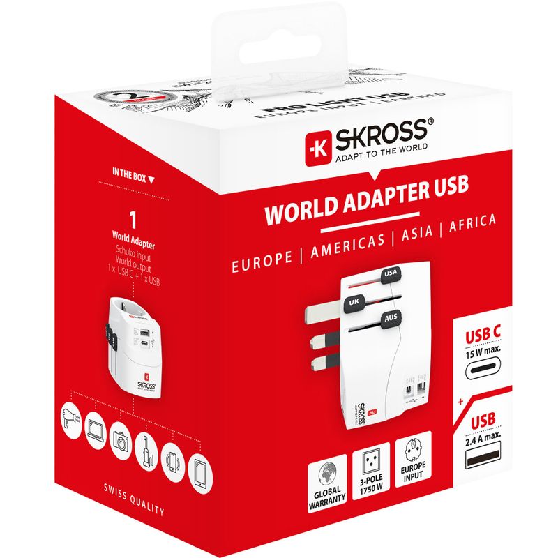 World Adapter PRO Light (1xUSB-C & 1xUSB-A)
