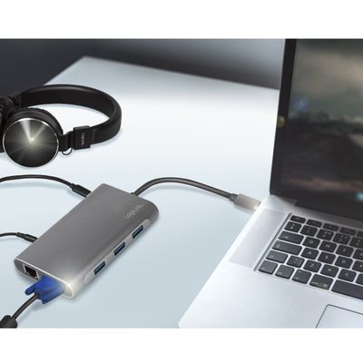USB-C-docka 10-i-1 HDMI/VGA/RJ45/SD m.m. 100W