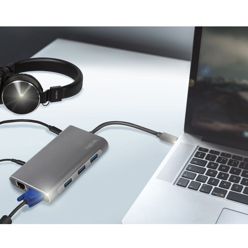 USB-C-docka 10-i-1 HDMI/VGA/RJ45/SD m.m. 100W