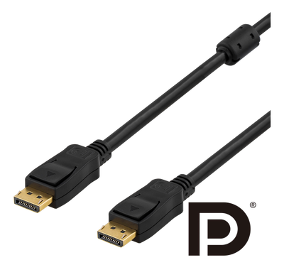 PRIME DisplayPort kabel 2m, Ultra HD i 60Hz, svart