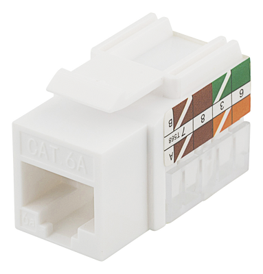 DELTACO Cat6A Keystone-uttag, "Tool-free"/110, plast, 90, vit