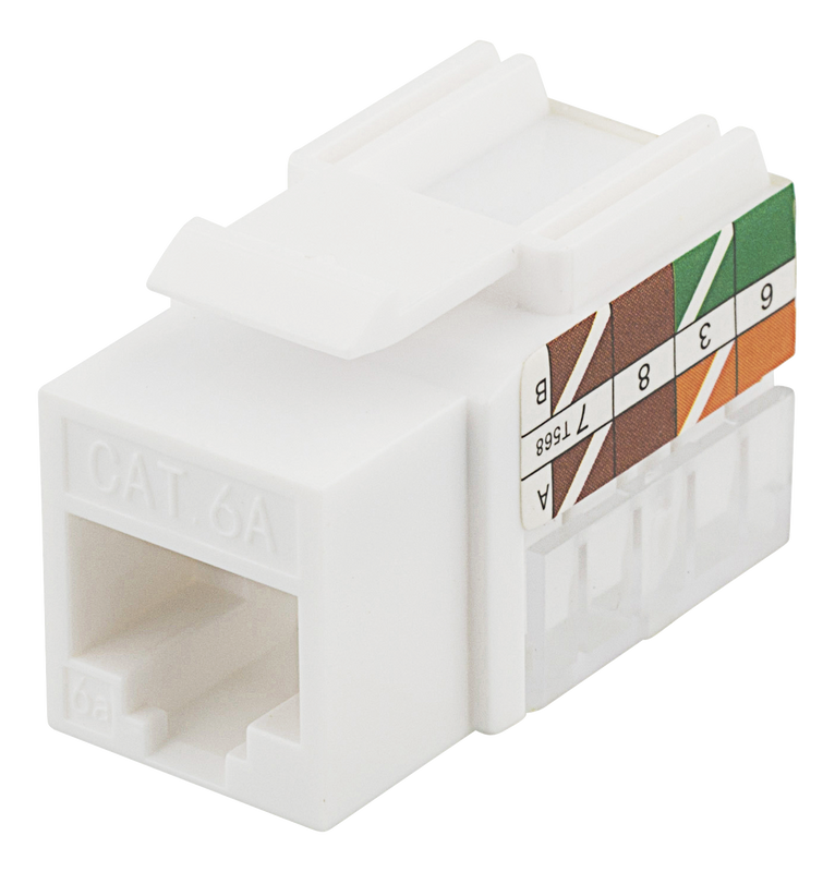 DELTACO Cat6A Keystone-uttag, "Tool-free"/110, plast, 90, vit