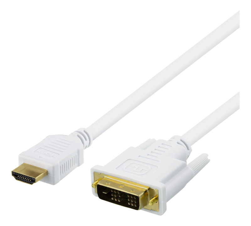 HDMI till DVI-kabel 3m, Full HD, vit