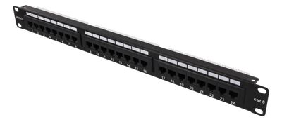 DELTACO UTP patchpanel, 24xRJ45, Cat6, Krone-plintar, 1U, 19", etiketter