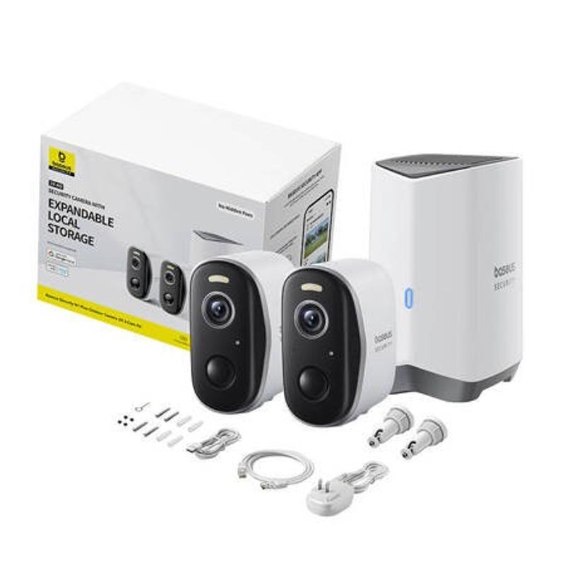Baseus N1 Plus 2K Utomhuskamera Set ( Vit )