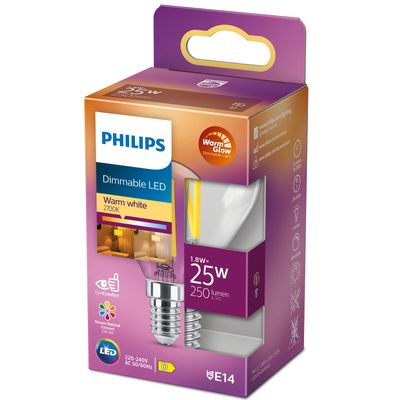 LED E14 Bulb 1.8W (25W) Clear Dim WarmGlow 250