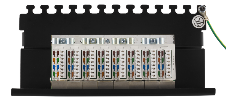DELTACO Patchpanel, 8xRJ45, Cat6a, väggmonterbar, 10Gbps, svart