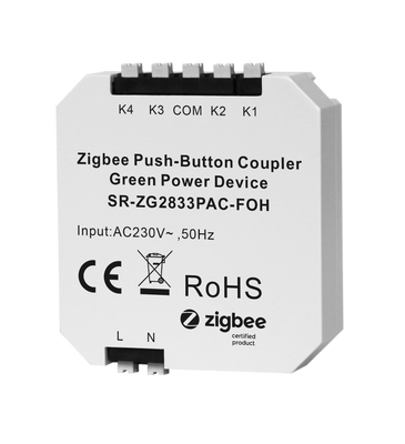 Inbyggnadsknapp 4 kanaler - Zigbee Push-button Coupler