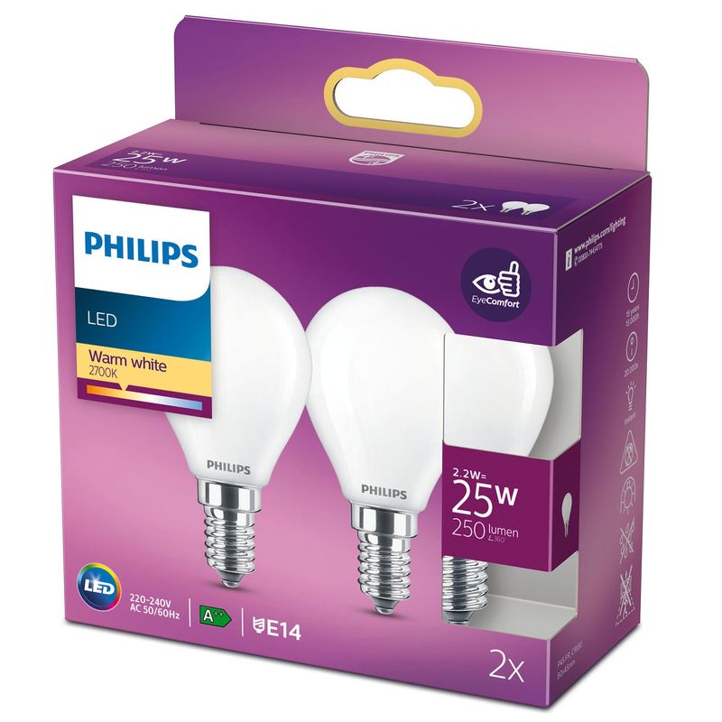2-pack LED E14 Bulb 25W Frost 250lm