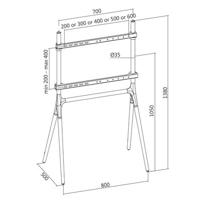 Golvstativ till TV 49-70" Svart/Valnöt
