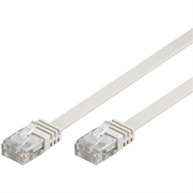 Network cable UTP Cat6 patch cable 1m, white, flat