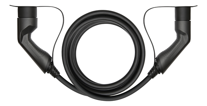 e-Charge laddkabel, typ 2 till typ 2, 3 fas, 32A, 22KW, 5m, svart