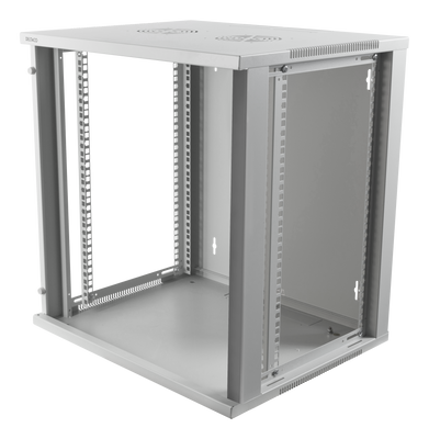 DELTACO 19" Cabinet, 12U, 540x450mm, floor standing or wall mounted, glass door, white.