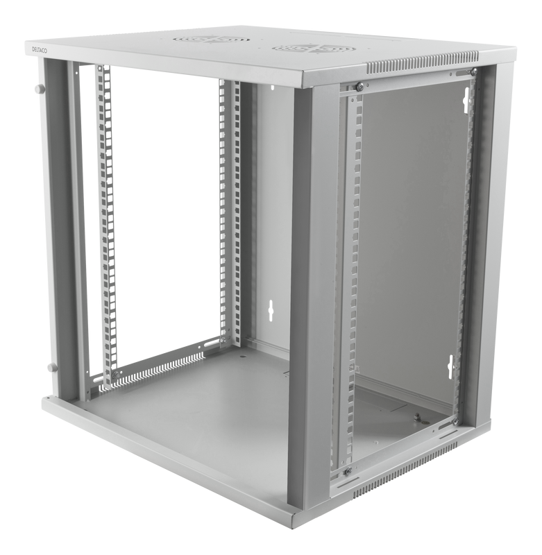 DELTACO 19" Cabinet, 12U, 540x450mm, floor standing or wall mounted, glass door, white.