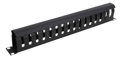 DELTACO 19" kabelhanterare, metall, fingerkanal och genomföring, 1U