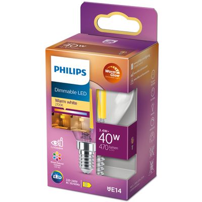 LED E14 Klot 3,4W (40W) Klar Dim WarmGlow 470