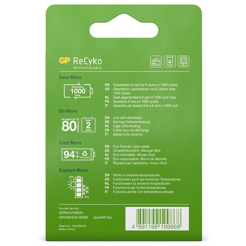 ReCyko Rechargeable 9V Battery 200mAh 1-pack