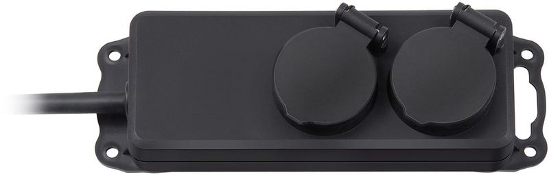 Grenuttag 2m 2xCEE 7/4, 1xCEE 7/7, IP 44, svart