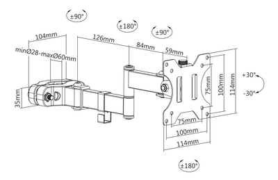 DELTACO Office Pivot pole mount monitor arm