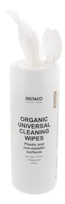 DELTACO Office Organiska Universal Rengöringsdukar, 200x175mm, 60 st, apelsindoft