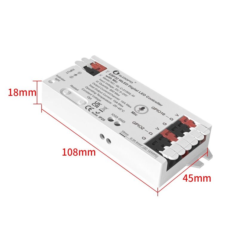 ESP32 WLED Digital LED Strip Controller Mic