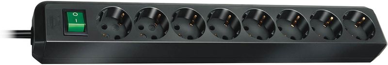 Eco-Line grenuttag, 8xCEE 7/4-1xCEE 7/7, 3m kabel, pet, svart