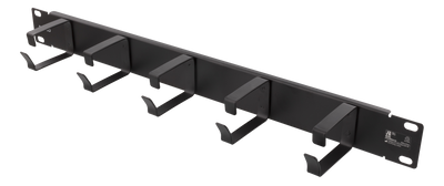 DELTACO 19” kabelhanterare, metall, 5 öglor, 1U, svart