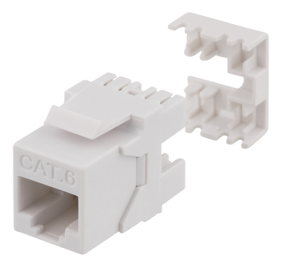 DELTACO Cat6 Keystone-uttag, LSA/110-terminering, plast, 180, vit