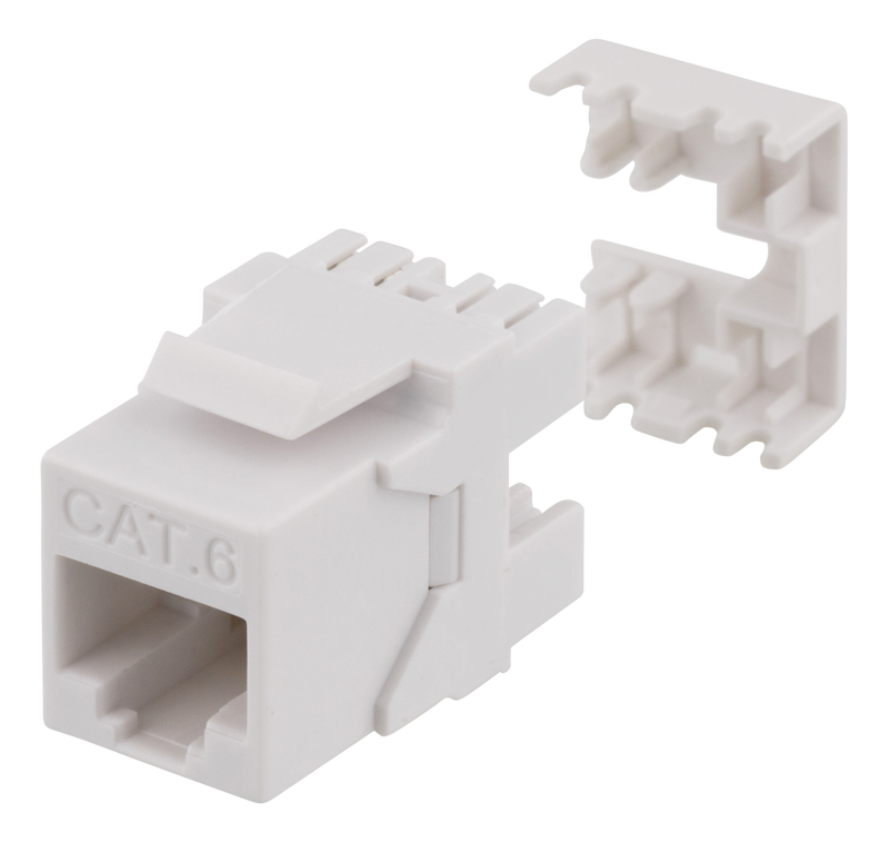 DELTACO Cat6 Keystone-uttag, LSA/110-terminering, plast, 180, vit