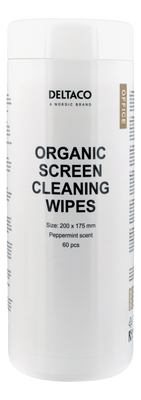 DELTACO Office Organic Cleaning Wipes, 200x175mm, 60 pcs.