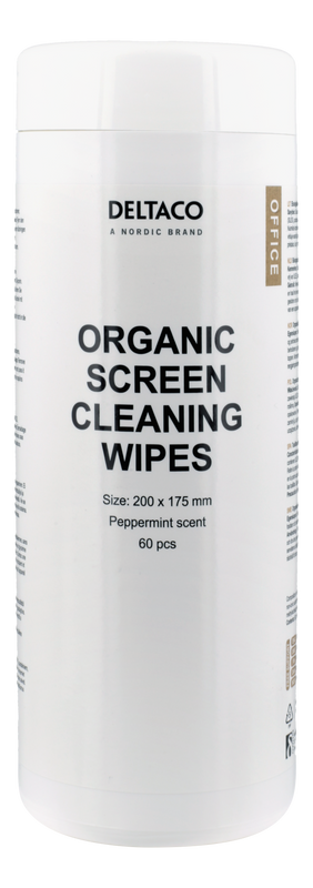 DELTACO Office Organic Cleaning Wipes, 200x175mm, 60 pcs.