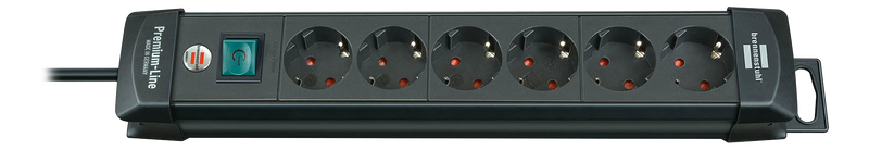 Grenuttag 6 uttag, 3m, svart