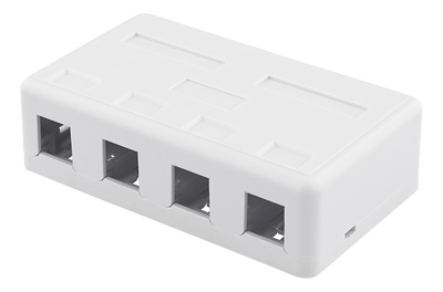 DELTACO utanpåliggande vägguttag för Keystone, 4 portar, vit