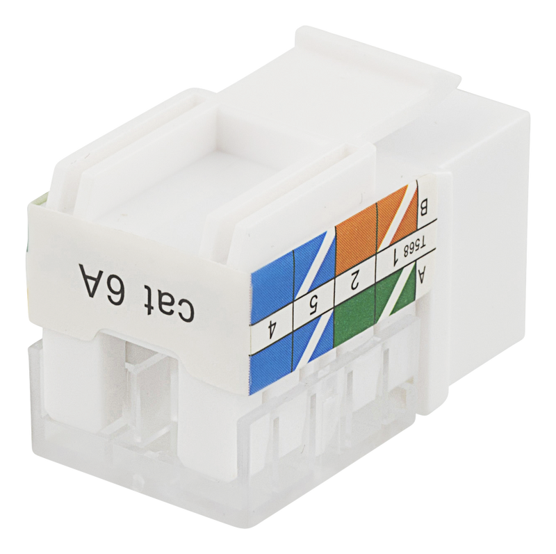 DELTACO Cat6A Keystone-uttag, "Tool-free"/110, plast, 90, vit