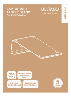 DELTACO Office, Laptop riser, 11"-15", 10kg, aluminium