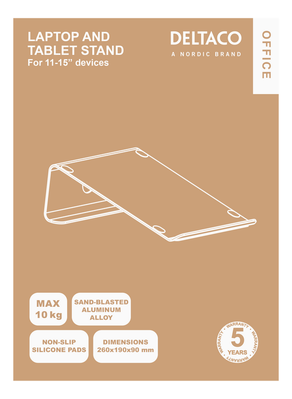 DELTACO Office, Laptop riser, 11"-15", 10kg, aluminium