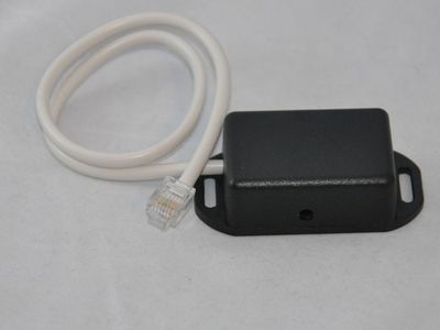Humidity meter with additional DS18B20 in black plastic box with mounting brackets - moisture-proof.