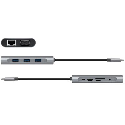 USB-C-docka 10-i-1 HDMI/VGA/RJ45/SD m.m. 100W