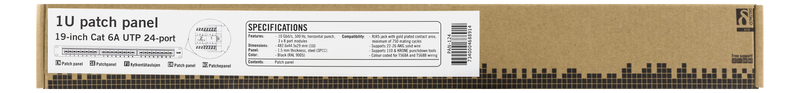 DELTACO 19" patchpanel, 24xRJ45, Cat6a, UTP, 1U, 10Gbps, svart