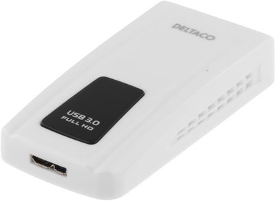 DELTACO PRIME USB 3.0 till DVI/HDMI/VGA-adapter,  2048x1152, vit
