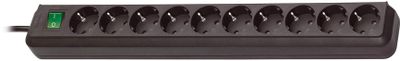 Eco-Line grenuttag, 10xCEE 7/4-1xCEE 7/7, 3m kabel, pet, svart