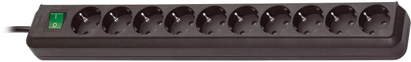 Eco-Line grenuttag, 10xCEE 7/4-1xCEE 7/7, 3m kabel, pet, svart