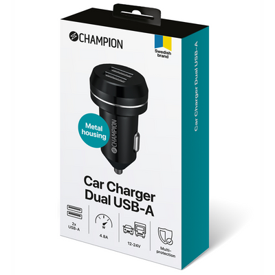 Dual USB Laddare 12/24V 4.8A Svart