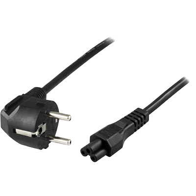 Apparatkabel 2m, vinklad CEE 7/7 - rak IEC C5, 2m, LSZH, svart