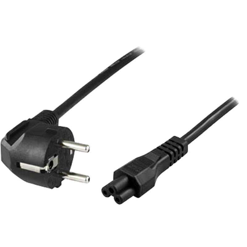 Apparatkabel 2m, vinklad CEE 7/7 - rak IEC C5, 2m, LSZH, svart