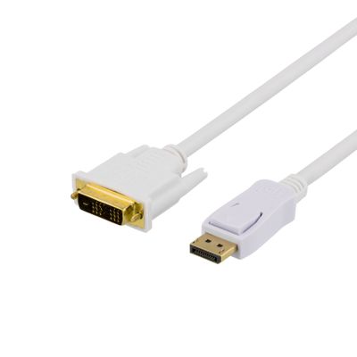 DisplayPort till DVI kabel 1m, 20-pin ha - ha, vit